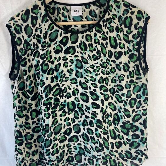 CAbi Jungle Cheetah Print Sleeveless Top Sz S - Picture 2 of 7